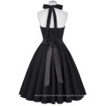 Grace Karin Retro Vintage Sweetheart Backless Halter Nylon-Cotton Black Party Picnic Dress CL008950-1